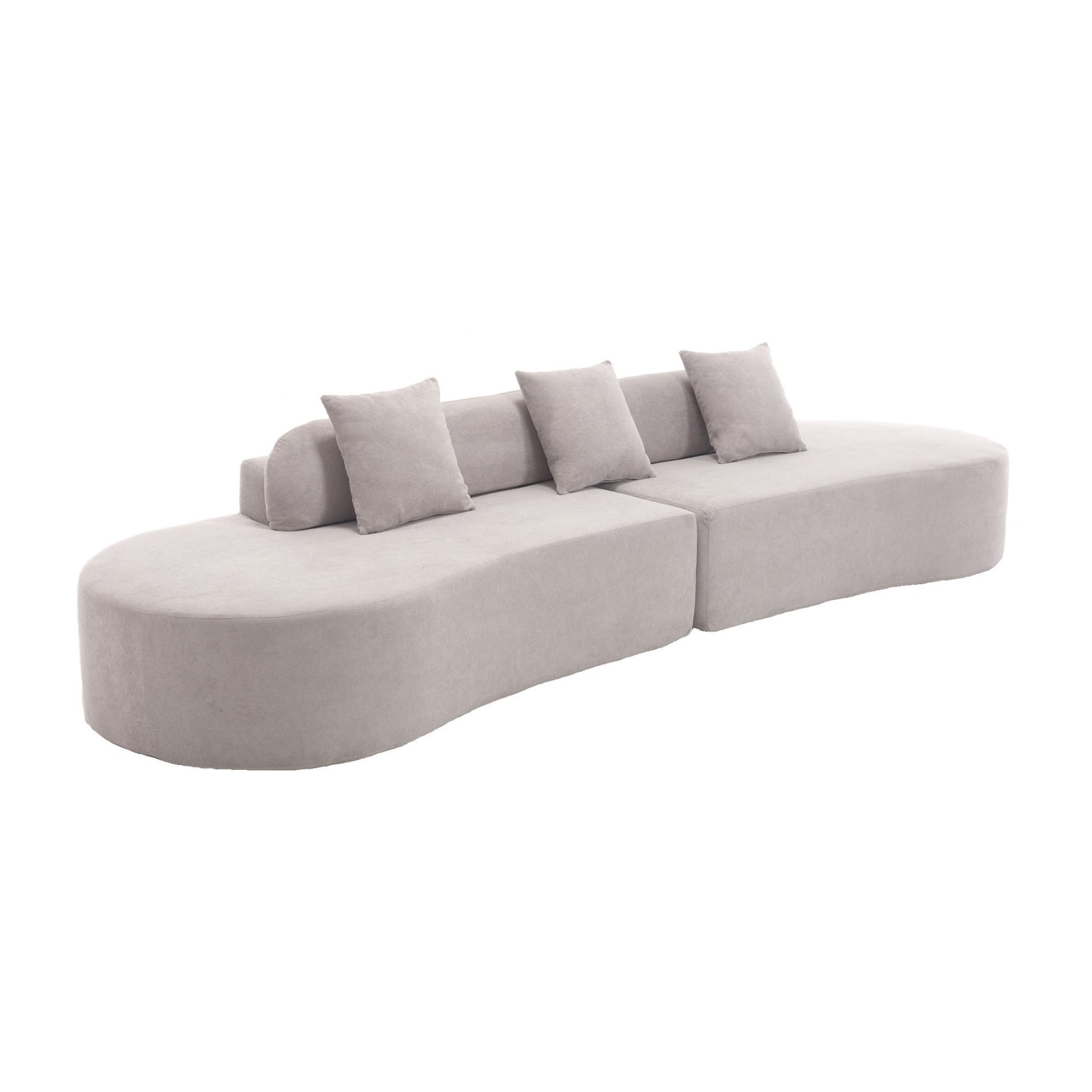 Newboti Furniture Modern curved combination sofa, terrycloth fabric sofa, minimalist sofa in living room, apartment, no assembly required, three pillows,Gray 03251