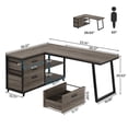 thumbnail image 6 of MAYEERTY Reversible L-Shaped Desk with 3 Drawers & Open Shelves, 53" Home Office Computer Desk, 6 of 6