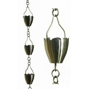 Patina Products 8.5ft. Brushed Stainless Steel Flower Cup Rain Chain R267