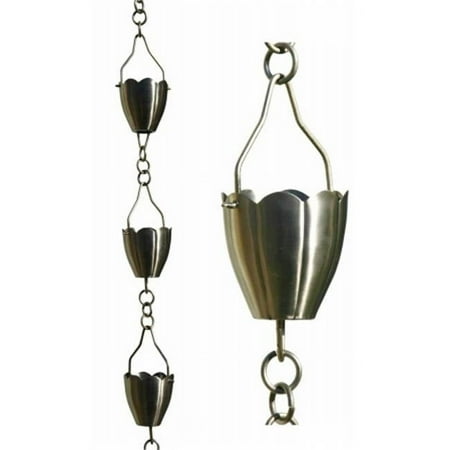 Patina Products 8.5ft. Brushed Stainless Steel Flower Cup Rain Chain R267