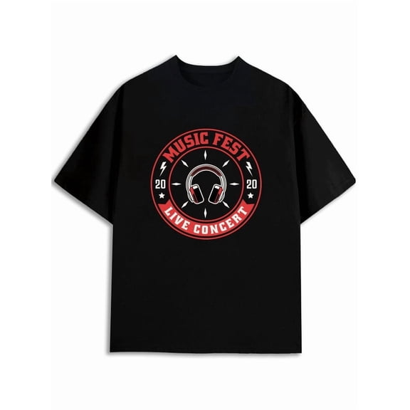 Greenink Music Fest Live Concert Tee for men t-shirt black elegant gifts printed T-shirts, Streetwear style clothing Casual Unisex Shirt Crewneck tshirts