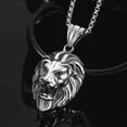 thumbnail image 2 of HOOUN Men Silver Animal King Lion Pendant Necklace Chain Punk Rock Biker Jewelry Gift, 2 of 3