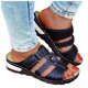 thumbnail image 3 of Bmisegm Ladies Summer Hollow Carved Flowers Large Size Slope with Thick Bottom Beach Flat Sandals Slippers Sandals Women Summer Black 7, 3 of 6