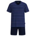 thumbnail image 1 of GÖTZBURG Pijama corto para hombre, cuello en V, rayas, algodón, pijama Azul XL (X-Large), 1 of 4
