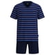 thumbnail image 1 of GÖTZBURG Pijama corto para hombre, cuello en V, rayas, algodón, pijama Azul M (Medium), 1 of 4
