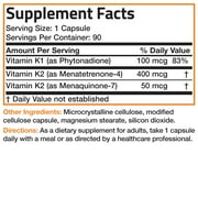 Bronson Vitamin K Triple Play (Vitamin K2 MK7 / Vitamin K2 MK4 / Vitamin K1) 90 Capsules