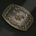 thumbnail image 2 of Western Belt Buckle for Men Women, Vintage Cowboy Cowgirl Texas Rodeo Longhorn Bull, Poker and Horse, 2 of 5
