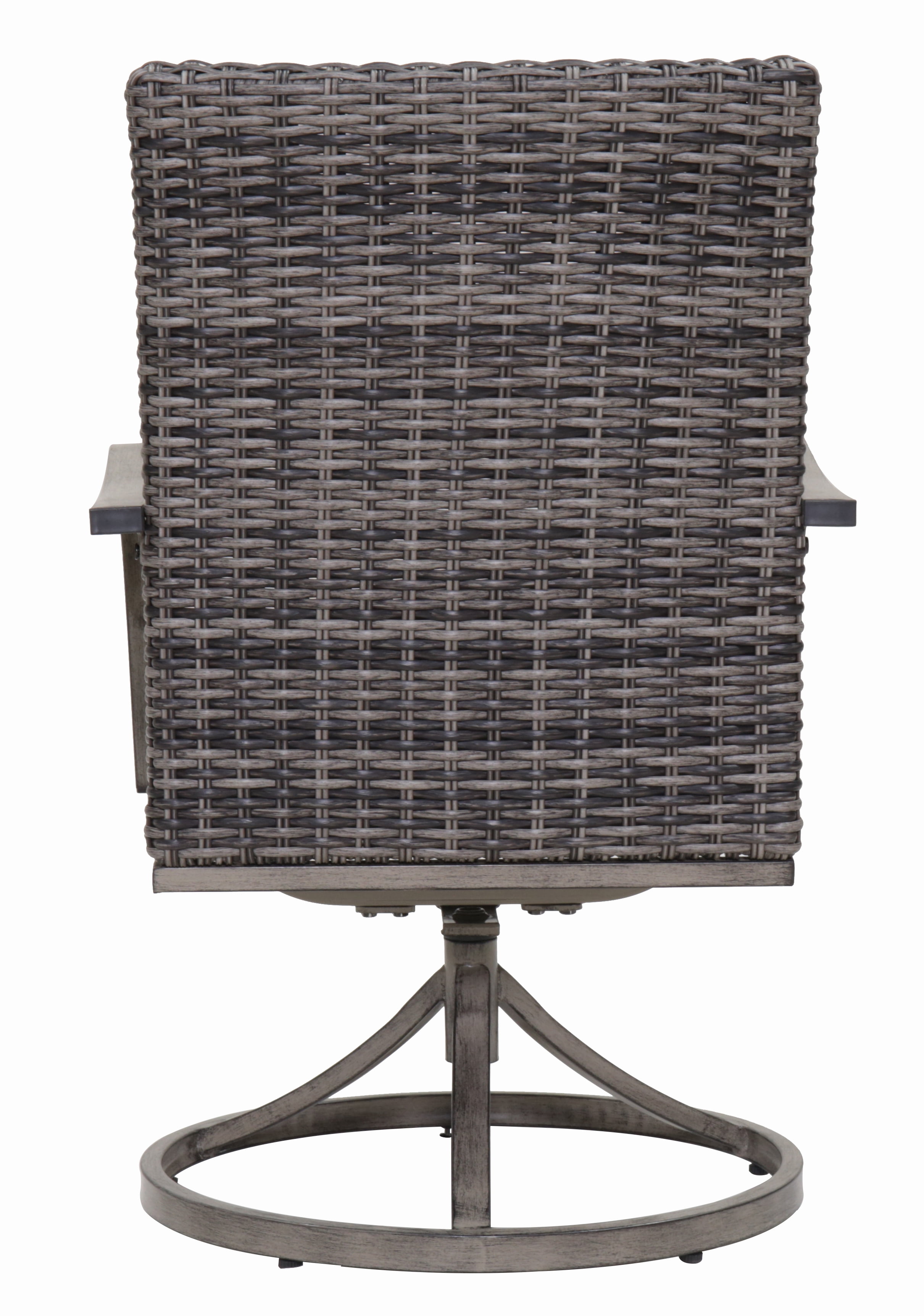 Outdoor Wicker Swivel Dining Chair Set of 2, 360° Swivel Rattan Patio Chairs with All-Weather Wicker & Iron Frame for Garden, Deck, Porch, Grey