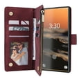 thumbnail image 6 of Allytech 2 in 1 Wallet Case for Samsung Galaxy A33 5G, Luxury PU Leather Zipper Wallet Kickstand Cover with Card Slots & Lanyard & Photo Pocket, Magnetic Buttons Buckle Shockproof Case - Winered, 6 of 7
