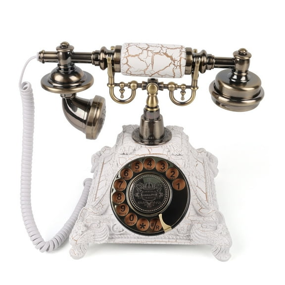 Retro Landline Phone with Speakerphone, Classic Vintage Corded Telephone for Home, Rotary Dial Desk Phone, Corded Fixed Phone for Clear Calls and Home Decor (A)
