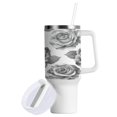 thumbnail image 2 of 40 Oz Car Handle Water Bottle Water Cup Water Bottle Water Jug Coffee Cup Travel Water Bottle Gray Flowers Seamless, 2 of 8