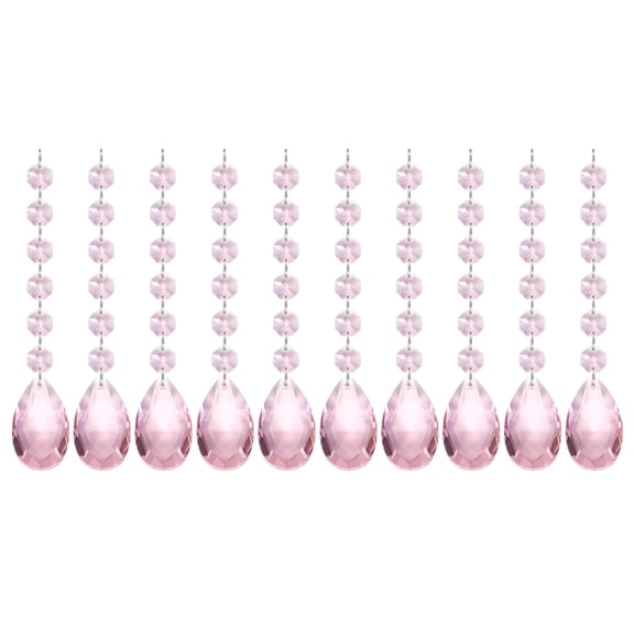 Uxcell Teardrop Crystal Chandelier Pendants Beads, 10 Pack 165mm Length 38mm Chandelier Prisms Parts Ornaments Hanging Beads for DIY Arts Crafts Decoration, Pink
