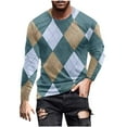 thumbnail image 3 of Drindf Mens Argyle Checkered T Shirts Big and Tall Long Sleeve Tops Lightweight Casual Basic Tees Comfort Round Neck Tshirts Loose Fit Fall Clothes, 3 of 6