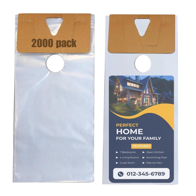Bolsas para colgar puertas TidyFriend, 15 cm x 30 cm (paquete de 2000), transparentes