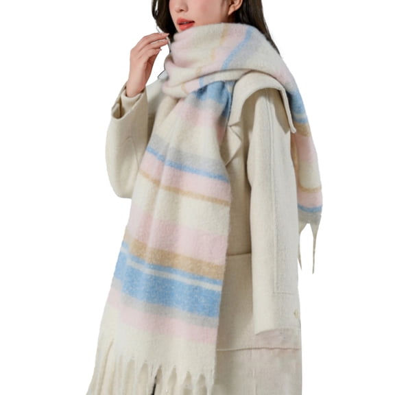 Winter Women Warm Scarf Long Shawl Large Scarves Cold Weather Thick Blanket Scarfs Colorful Plaid