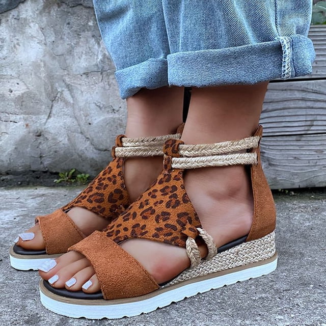 Sandalias de verano para mujer, zapatos de cuña informales con plataforma y punta abierta, zapatos de lona informales Wmkox8yii shjk1200