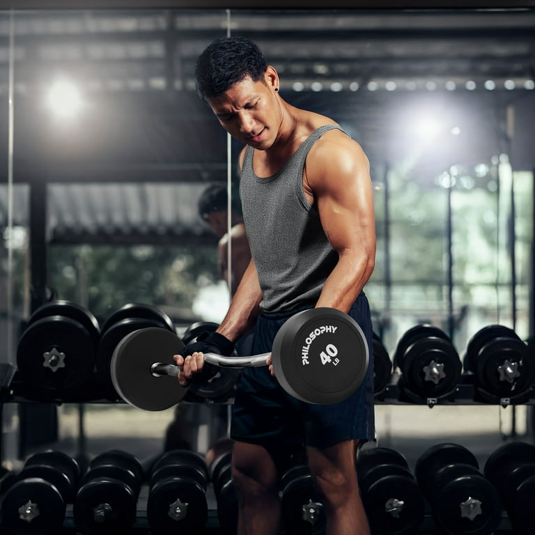 Philosophy Gym 40 LB Pre-Loaded Barbell, Rubber Fixed