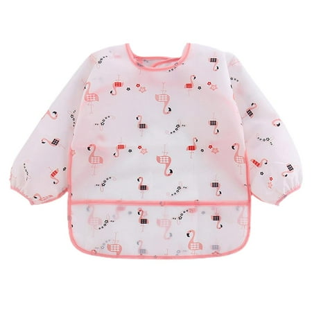 

Baby Kids Bibs Long-sleeved Waterproof Smock Feeding Bib with Pocket Baby Bibs