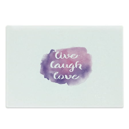 

Live Laugh Love Cutting Board Watercolor Ombre Inspired Paint Splash Background with Words Decorative Tempered Glass Cutting and Serving Board Large Size Purple Rose by Ambesonne