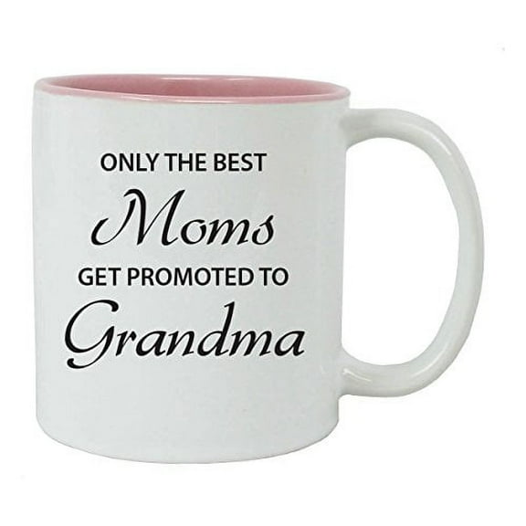 Only the Best Moms Get Promoted to Grandma 11 oz White Ceramic Coffee Mug (Pink) with Gift Box
