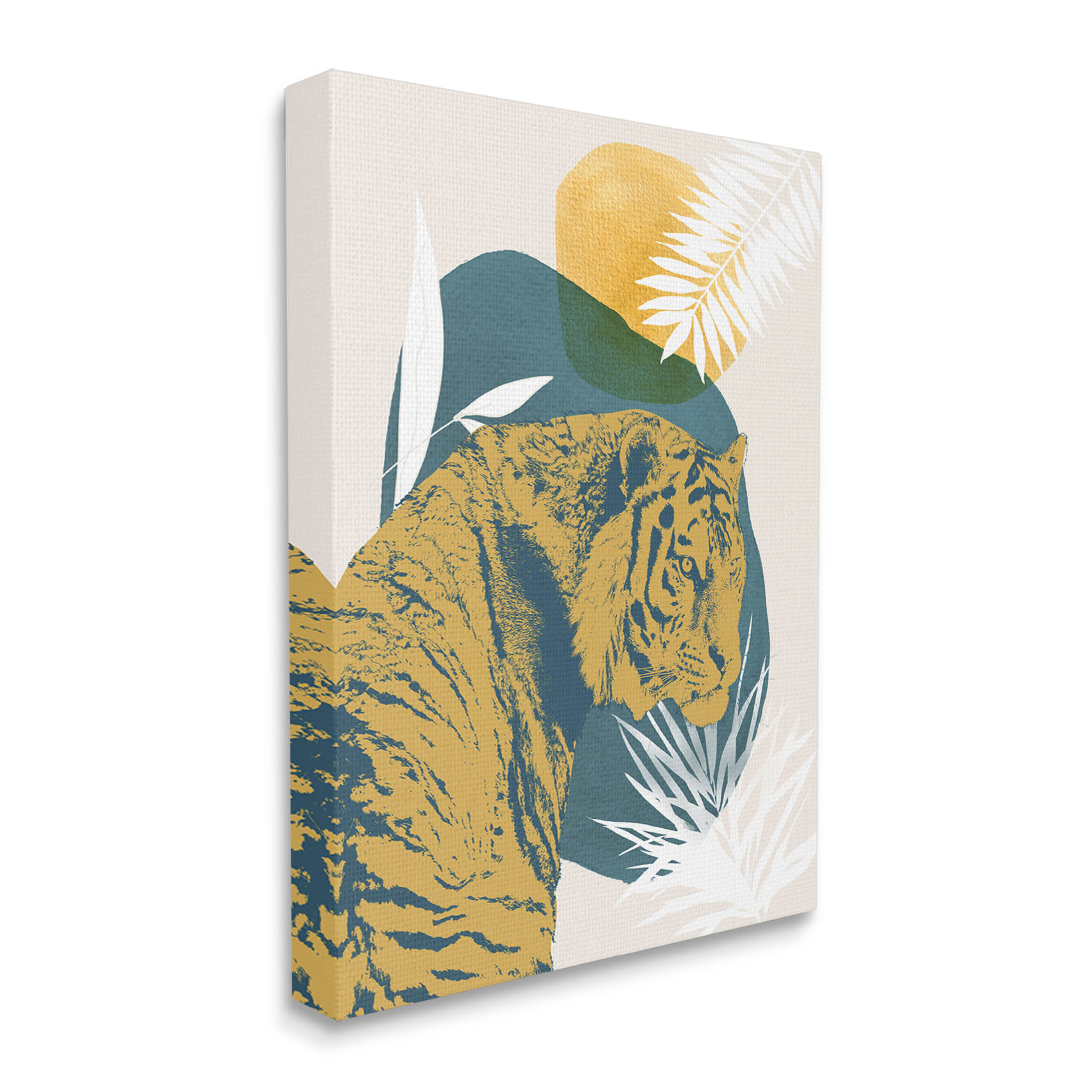 Stupell Industries Botanical Tiger Wildlife Collage Graphic Art Gallery Wrapped Canvas Print Wall Art, Design by Carol Robinson