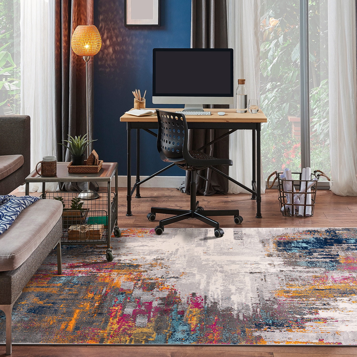 World Rug Gallery Bari Contemporary Abstract Art Area Rug - Multi 3'3"x5'