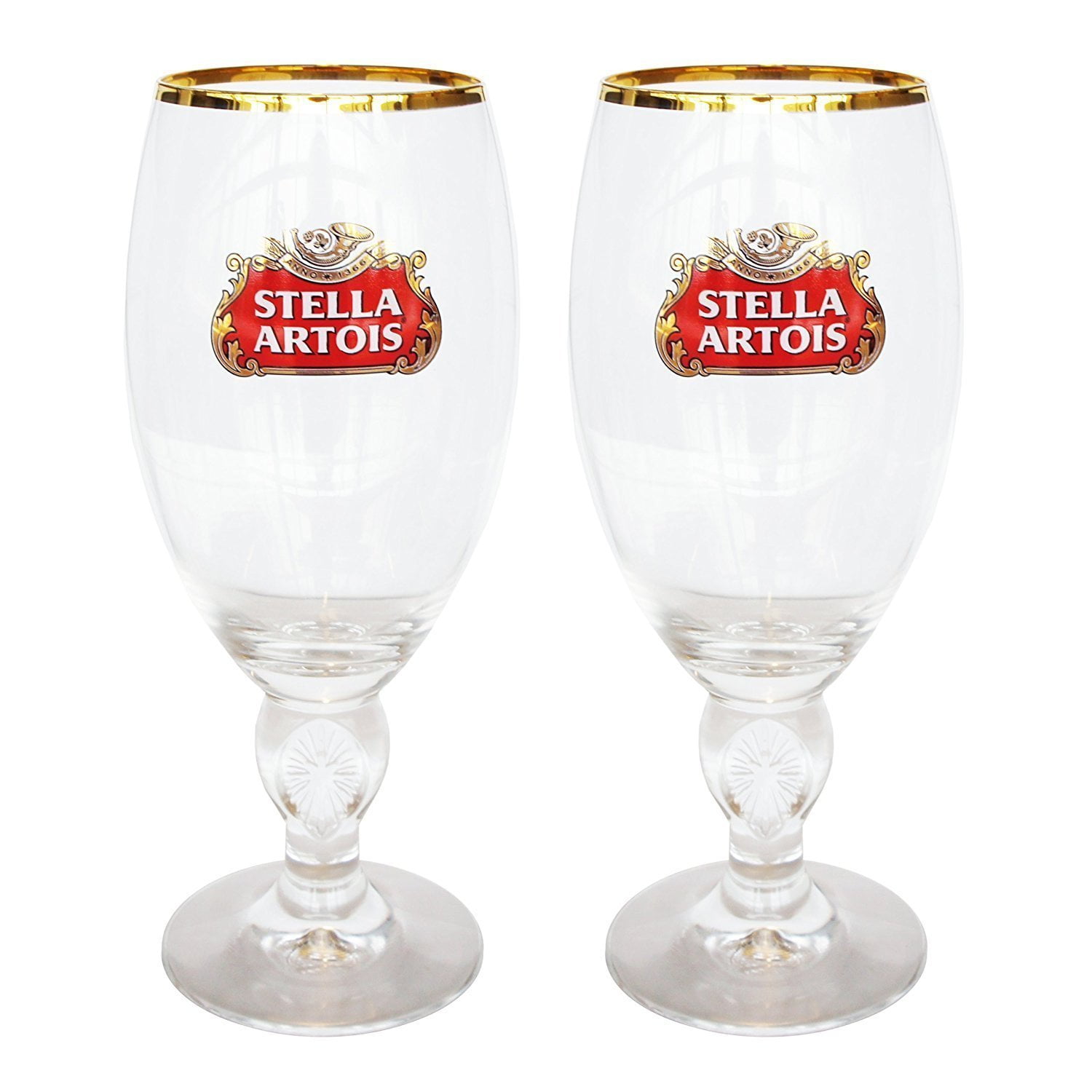 New Old Stock Set of 2 Stella Artois Beer Glasses Chalices 33 CL 