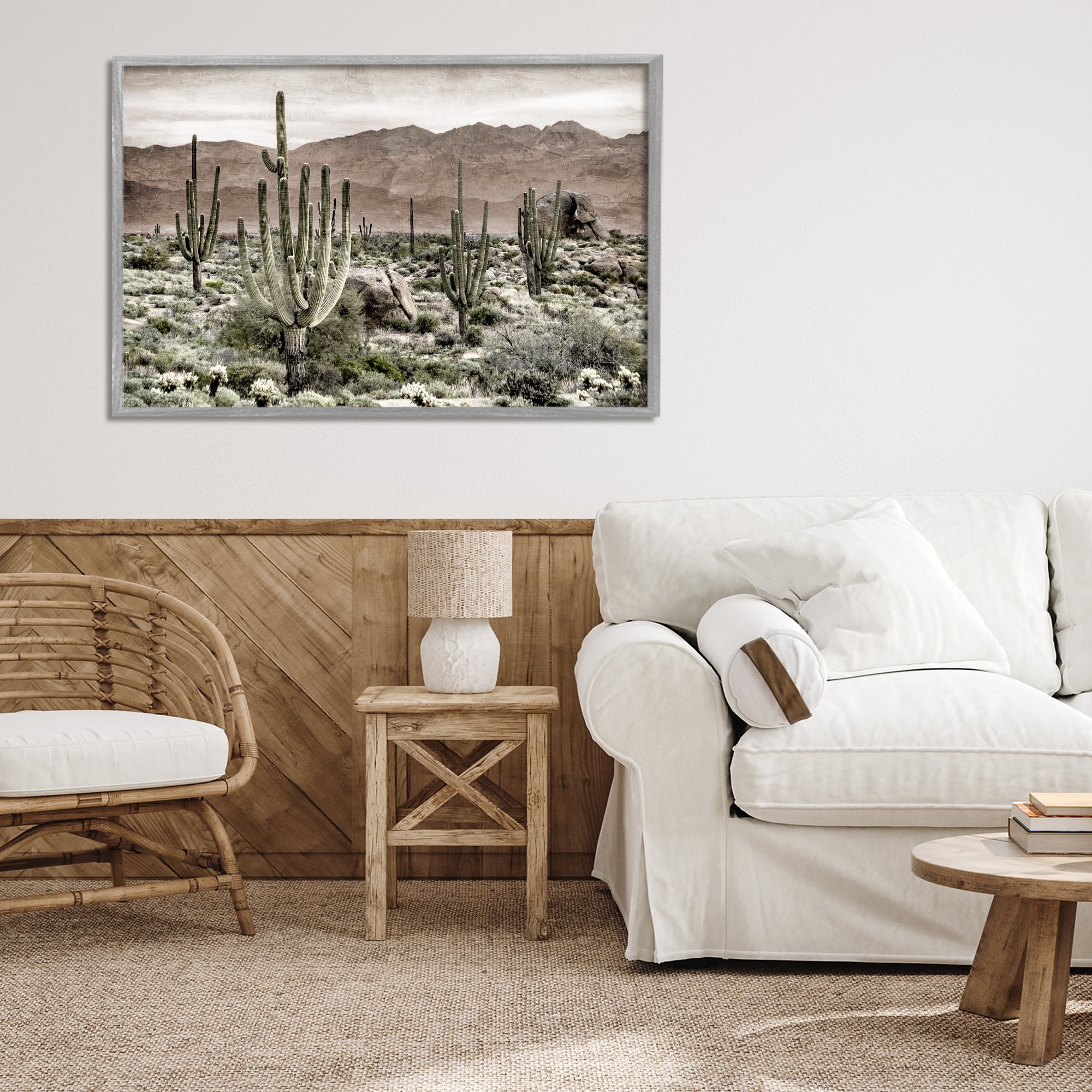 Stupell Industries Desert Land Cacti Wilderness Gray Framed Giclee Art, design by Kim Allen