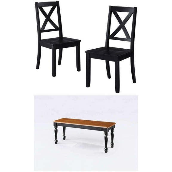 Better Homes and Gardens Transitional Dining Chairs and Farmhouse Dining Bench, Black Finish