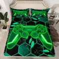 thumbnail image 2 of Erosebridal Game Player Sheet Set Queen, Green Gamepad Bedding Sets Queen Size, Checkered Abstract Decor, 2 of 7