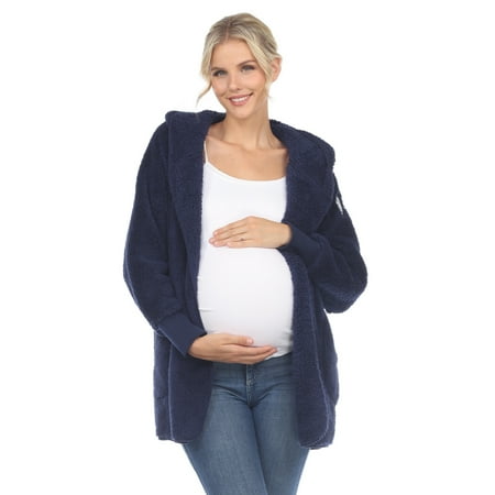 

White Mark Women s Maternity Plush Hooded Open Front Cardigan with Pockets