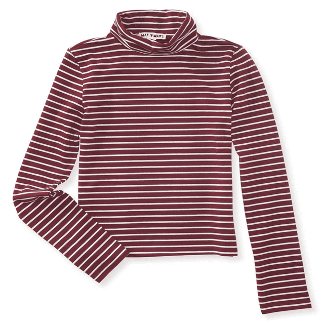 Aeropostale - Playera gráfica ajustada a rayas para mujer, color rojo, talla XS Aeropostale Camiseta gráfica