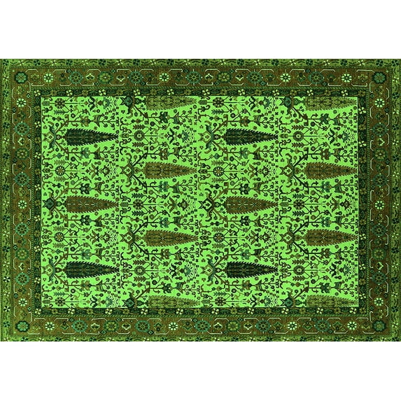 Ahgly Company Indoor Rectangle Oriental Green Industrial Area Rugs, 8' x 12'