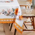 thumbnail image 3 of Flower Fall Tablecloth Waterproof, Orange Table Cloth Rectangle, Stain Resistant Fabric Table Cloths for Kitchen Table Party Picnic Dinner Thanksgiving Decor (55 x 70 Inch), 3 of 6