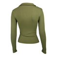 thumbnail image 5 of Camiseta elegante de manga larga con escote en V profundo para mujer: top ajustado con fruncidos laterales para combinar en otoño/invierno, estilo informal de negocios (S-L), 5 of 5