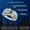 thumbnail image 2 of Gem Stone King 925 Silver and 10K Yellow Gold White Created Sapphire and Green Tourmaline and Lab Grown Diamond Engagement Ring for Women | 0.90 Cttw | Round 4MM | September Birthstone | Size 6, 2 of 6