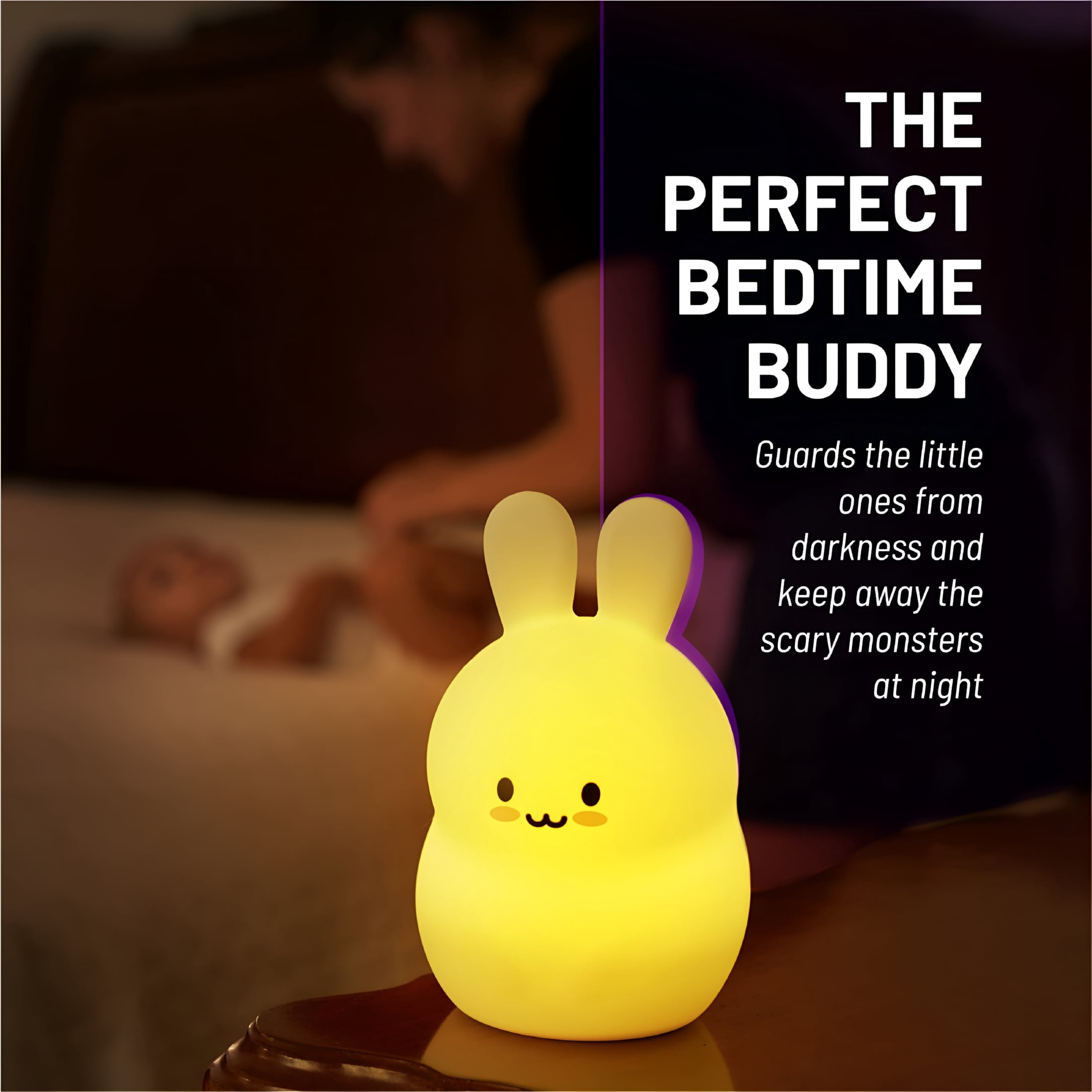 HIBIBUD 2026 New Led Nursery Night Lights for Kids: Cute Animal Silicone Baby Night Light with Touch Sensor&Remote-Portable&Rechargeable Infant Or Toddler Cool Color Changing Bright Nightlight Lamp