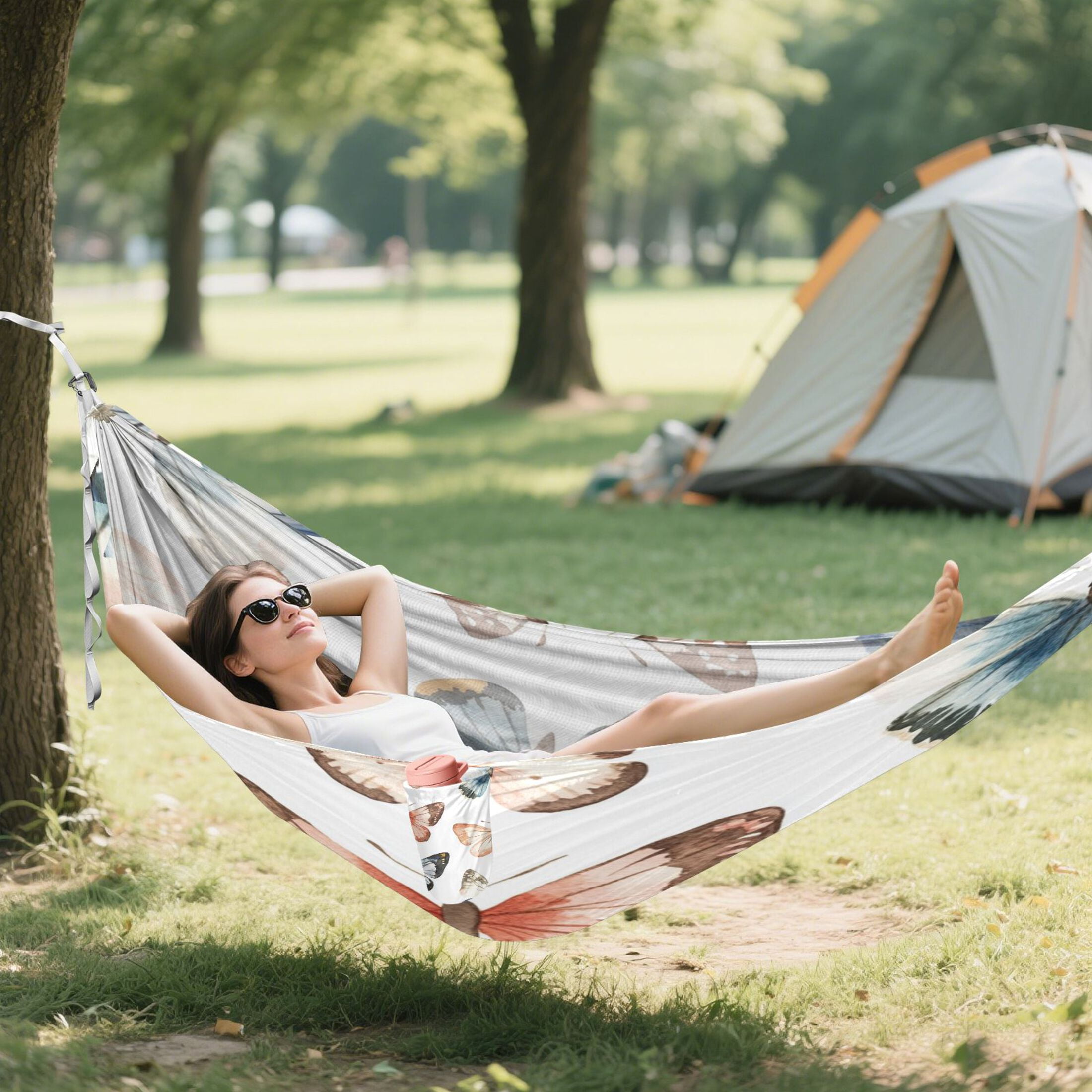 Hammock Camping Hammock Nylon Portable Hammock Travel Camping Hammock Watercolor Beautiful Butterfly
