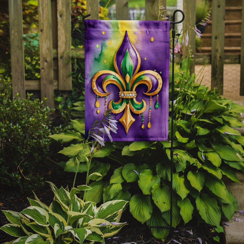 Fleur de lis Mardi Gras Garden Flag 11.25 in x 15.5 in