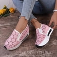 thumbnail image 6 of Women's Lace Mesh Wedge Heel Casual Shoes Air Cushion Platform Slip On Sneakers Daily Commute Work Shopping Casual Footwear Pink 35, 6 of 9