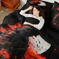thumbnail image 4 of Castle Fairy Japanese Samurai Twin Bedding Sets 7-Piece for Kids Teens Adults,Black Red Bedding Comforter Set Microfiber,Exotic Style Breathable Sheet Sets,Luxury Bedroom Decor,Reversible, 4 of 8