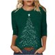 thumbnail image 1 of Camisetas de Navidad para Mujeres, 3/4 Manga Cuello Redondo Blusa con Estampado de Vacaciones, Top de Moda Casual, 1 of 5