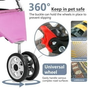 BestPet 3-Wheel Foldable Stroller, Waterproof, Travel-Ready, Ideal for Medium Pets, Pink.