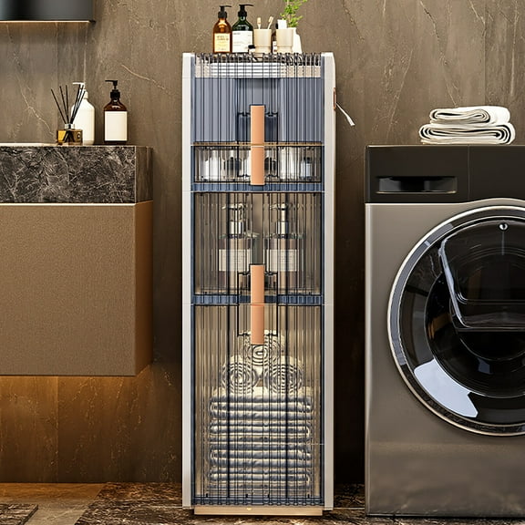 Narrow Slim Storage Bathroom Floor Cabinet Standing Toilet Paper Holder Cabinet