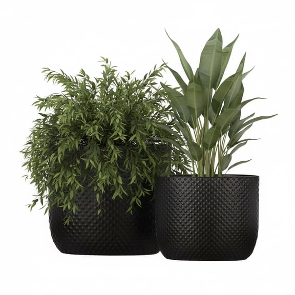 Dovara Symmetry Oval Ceramic Planter Set (Set of 2)