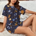 thumbnail image 4 of Fotbe Galaxy Print Pajama Set for Women 2 Piece Loungewear Short Sleeve Tops and Shorts Set Soft Sleepwear-Large, 4 of 7