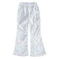 thumbnail image 3 of YONGHS Kids Boys Girls Shiny Sequins Jazz Hip Hop Dance Flare Pants Bell Bottoms Trousers Silver 13-14, 3 of 7