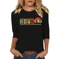 thumbnail image 3 of Uootdi Hauts pour Femmes Manches 3/4 Col Rond Imprimé Arc-en-Ciel Rétro 1976 Coupe Décontractée T-Shirts Nostalgiques d'Été Cadeau, 3 of 4