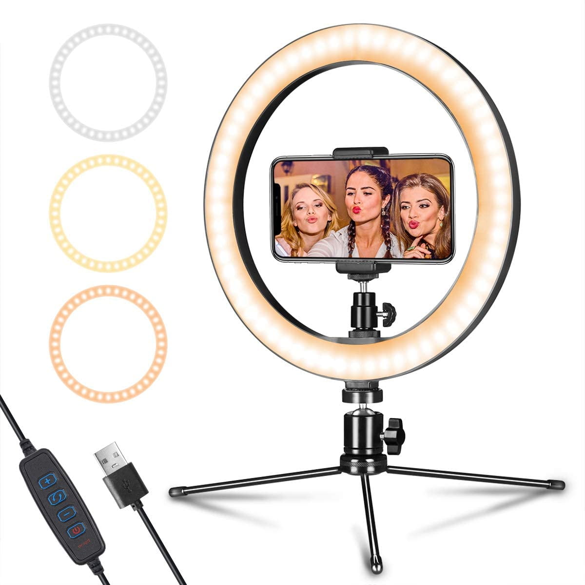 US Plug 12 inch Adjustable LED Selfie Fill Light Set Live Stream Ring Light Kit Dimmable Ringlight for Makeup Studio Shoot Video Blogging Photography LED Ring Light 