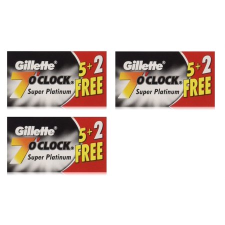 Gillette 7 O'Clock Black Super Platinum Double Edge Blades, 7 ct. (Pack of 3)